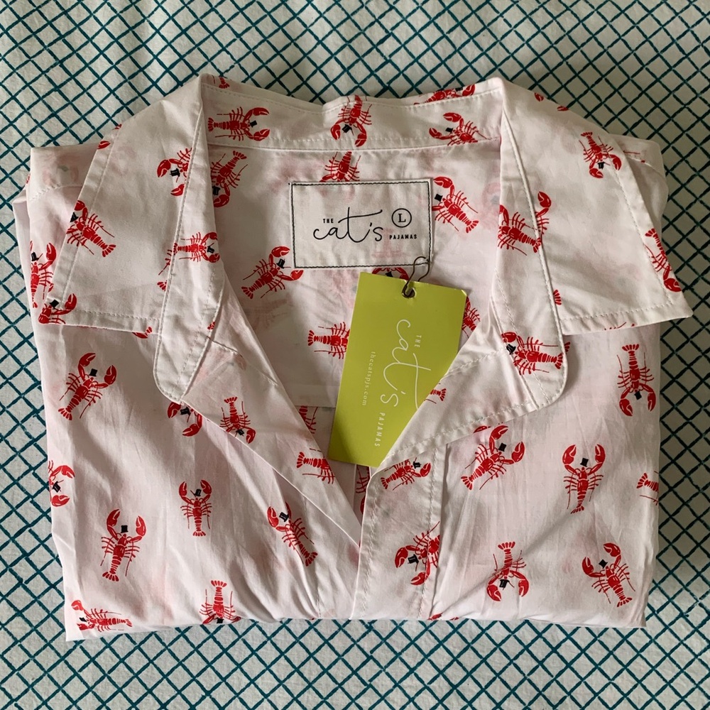 The Cat’s Pajamas Mister Lobster Luxe Pima Sleeveless Nightshirt Size L NEW - Picture 3 of 16